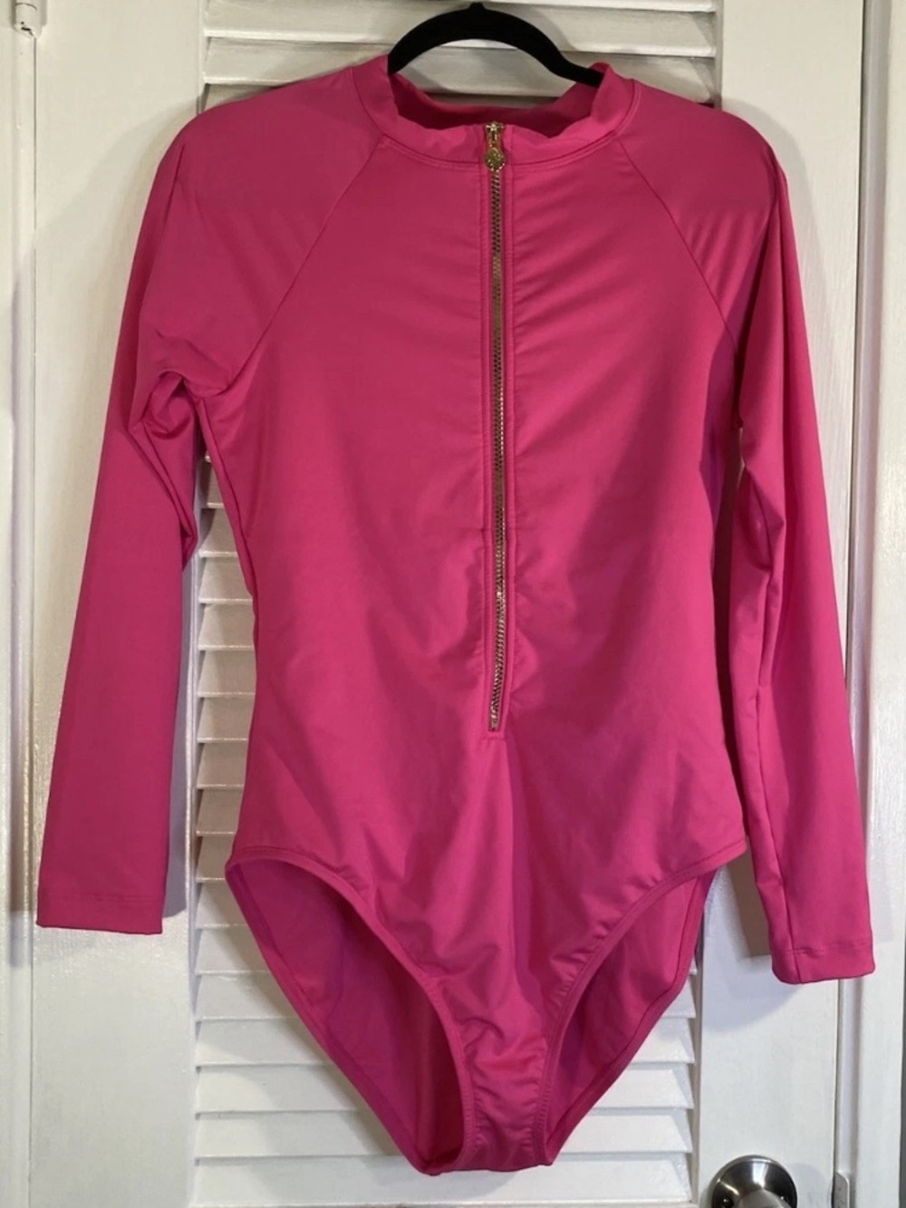 Lilly Pulitzer Bright Pink Long-Sleeve Zip One-Piece Swimsuit